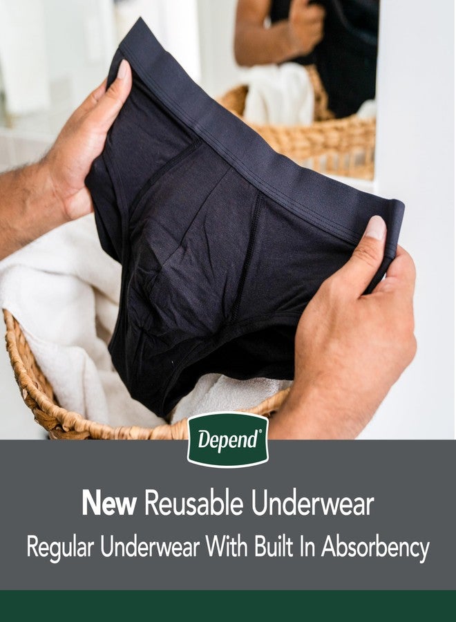 Depend Washable Adult Incontinence Underwear for Men, Reusable, Light Absorbency, Medium, Black, 1 Count - Image 2